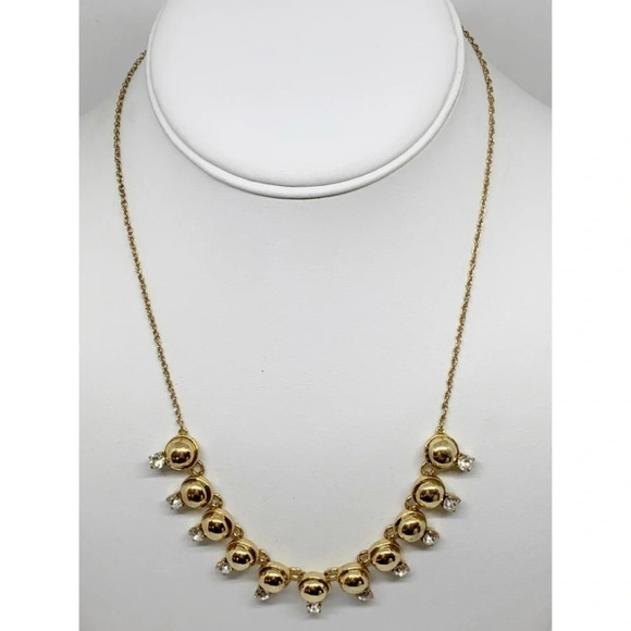 Ann Taylor Adjustable Gold Ball Crystal Necklace - Picture 1 of 3